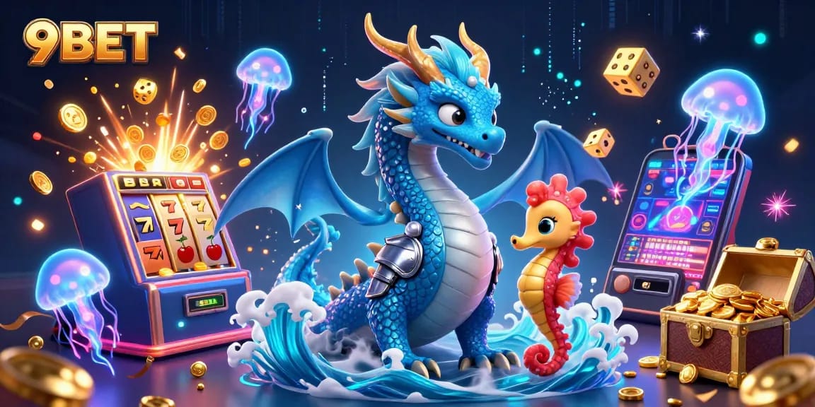 Experience thrilling gameplay with 9BET's azure dragon, seahorse knight, and explosive casino elements.