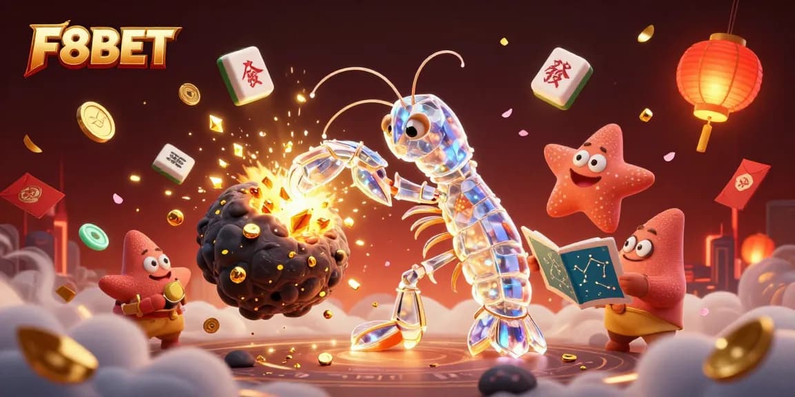 Unleash your fortune with F8BET in this dynamic gambling illustration featuring vibrant casino elements.