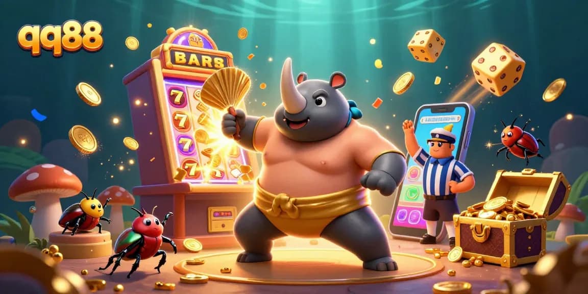 Engage with qq88's thrilling games featuring vibrant illustrations of casino excitement.