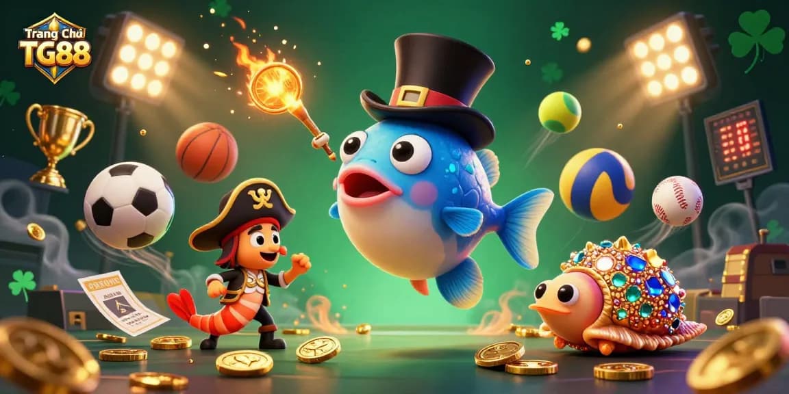Spin to win at Trang Chủ TG88 with vibrant characters and engaging casino themes including sports elements.