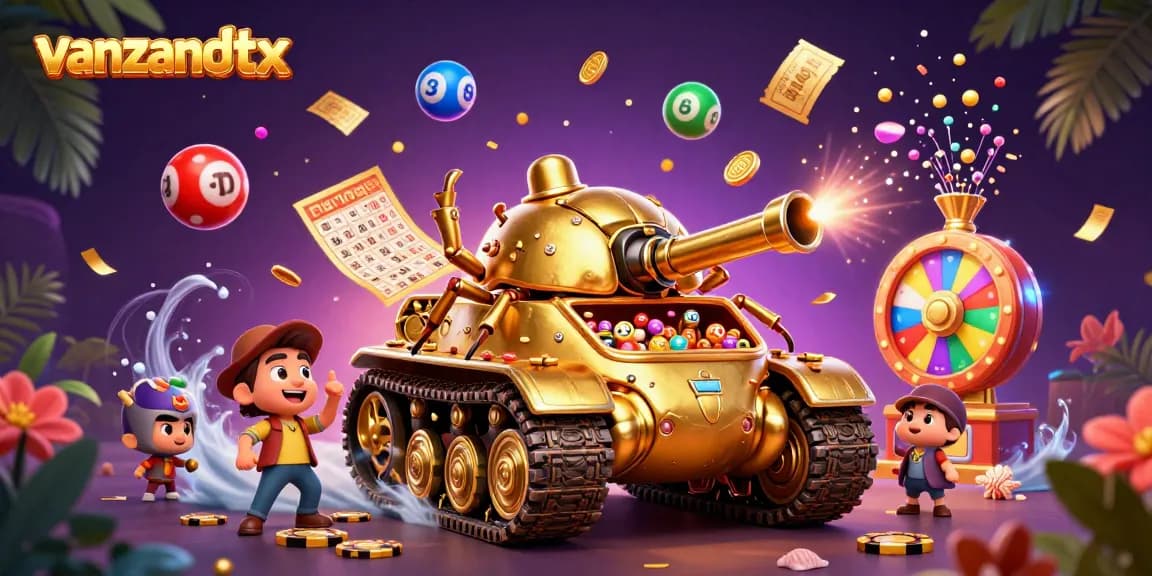 Experience the vibrant action of vanzandttx in a mini casino scene filled with lottery excitement and festive prizes.