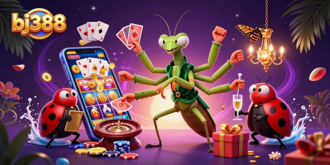 Bet on exciting games at bj388 Casino with dynamic characters and vibrant casino elements.