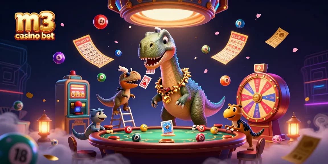 Experience the excitement of m3 casino bet with giant characters and vibrant gaming elements.