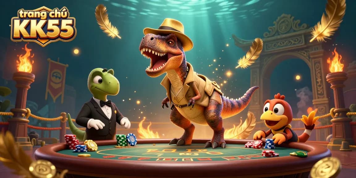 Experience thrilling action and gaming strategy at trang chủ KK55 with vibrant characters and casino elements.