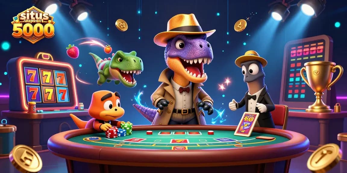 Experience thrilling gameplay at situs deposit 5000, featuring vibrant slot reels and dynamic characters.