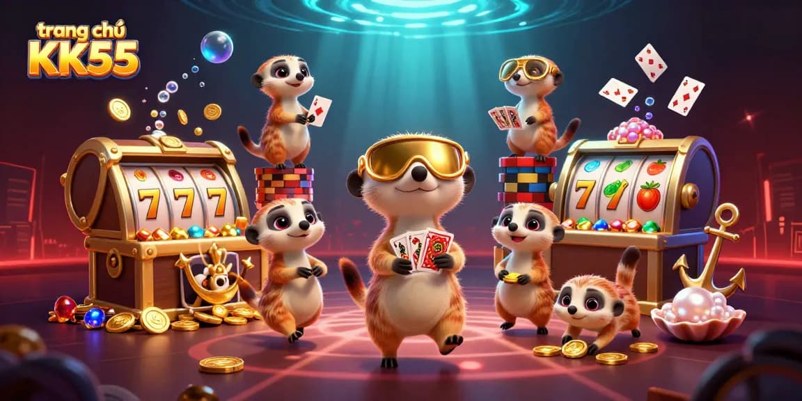 Engage with the vibrant scene at trang chủ KK55 where meerkats run a bustling casino.