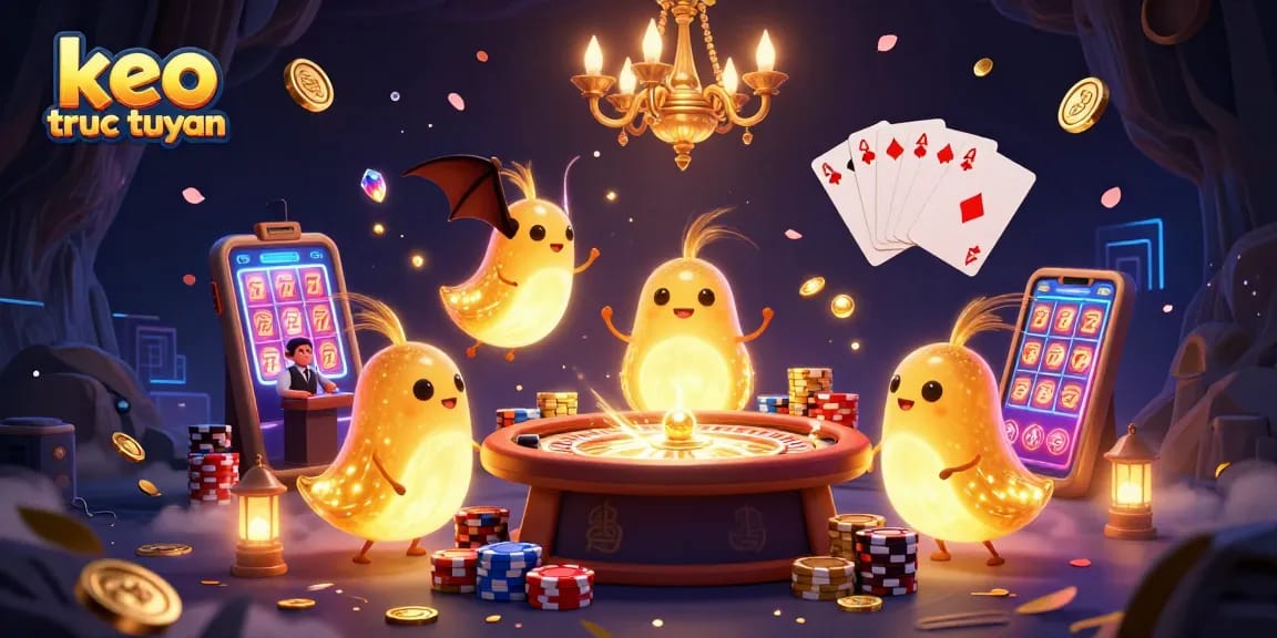 Betting with keo truc tuyen in a vibrant casino, illuminated by glowworms and engaging visuals