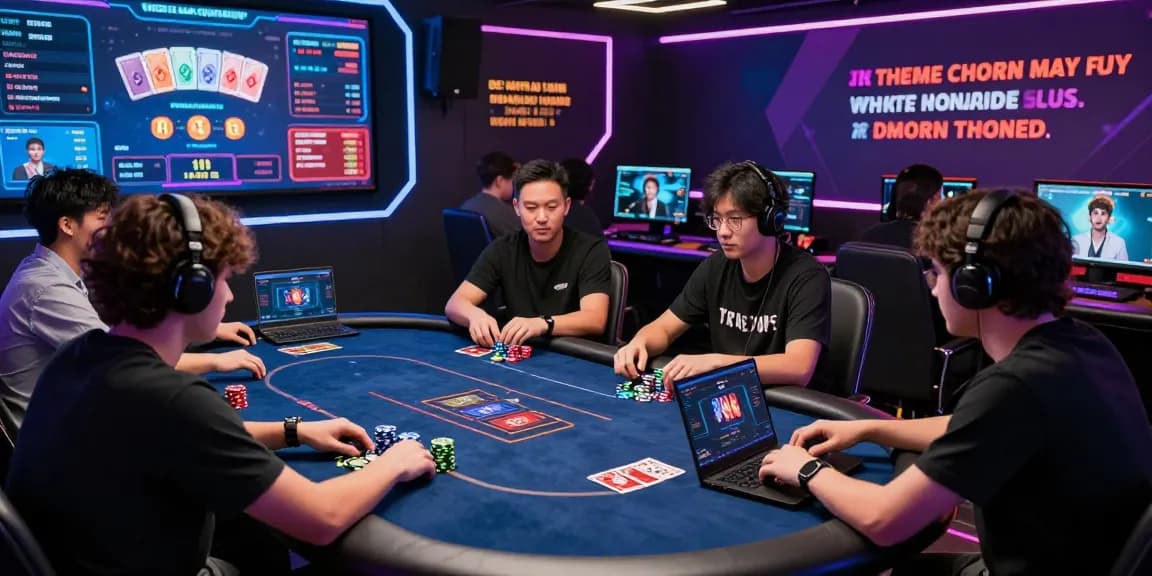 Engaging scene of players at a digital poker table showcasing Daftar Nagapoker excitement in a vibrant online gaming environment.