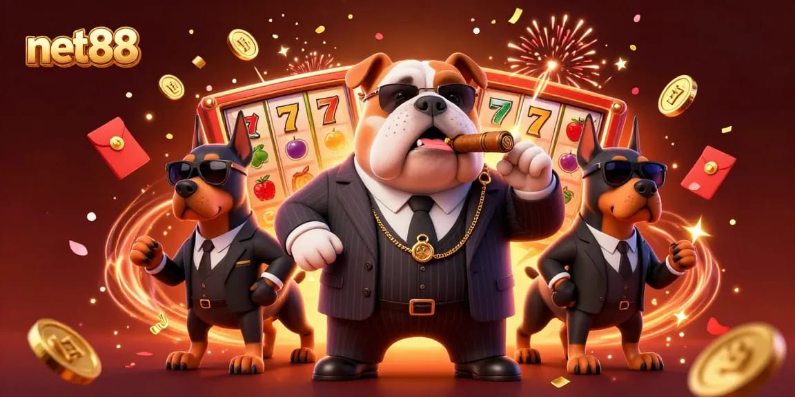 Explore the vibrant world of net88 with thrilling slot machines and dynamic characters celebrating wins.