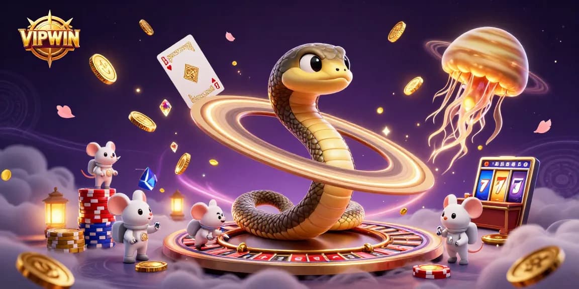Experience thrilling moments at VIPWIN with animated gambling scenes and colorful game elements.