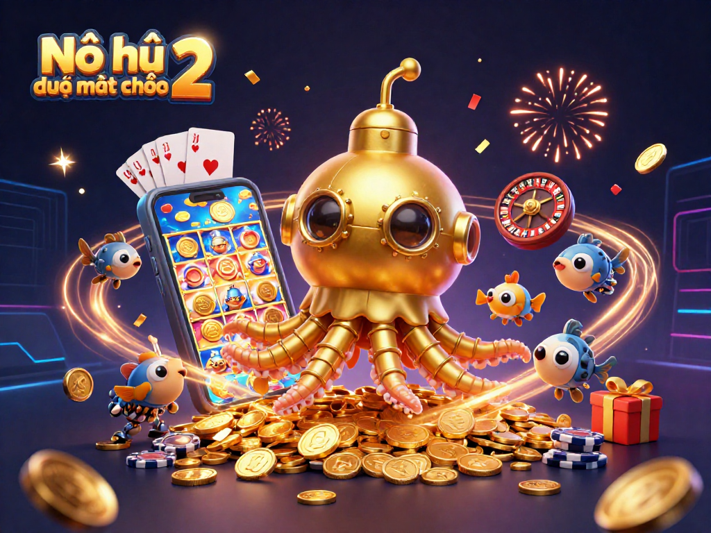 Nổ hũ đường mạt chược 2 showcases a vibrant 3D scene with dynamic game elements and golden treasures.
