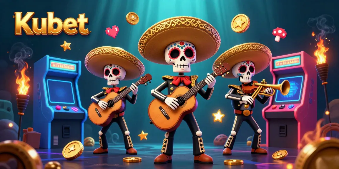 Kubet's vibrant and engaging 3D mariachi band illustration combines traditional elements with colorful arcade gaming motifs.