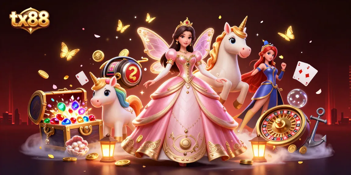 Engage in thrilling casino gaming with tx88, featuring action-packed slot reels and vibrant characters.