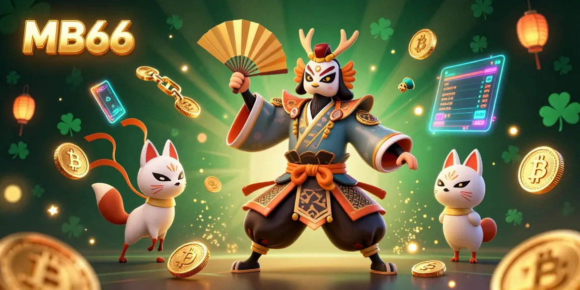 Engage with MB66 Casino featuring an energetic scene filled with vibrant characters and blockchain elements.