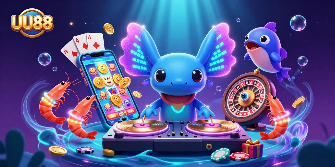 UU88 captures the energy of spinning slots and vibrant casino action in a colorful scene