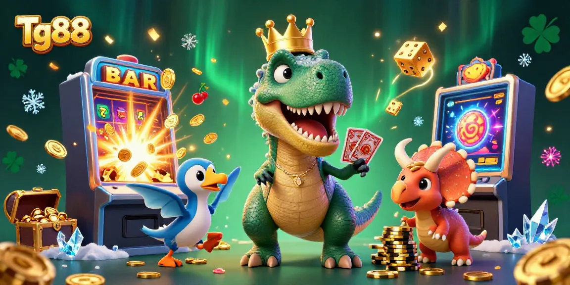 Tg88 characters gambling with cards and chips in a vibrant casino explosion scene