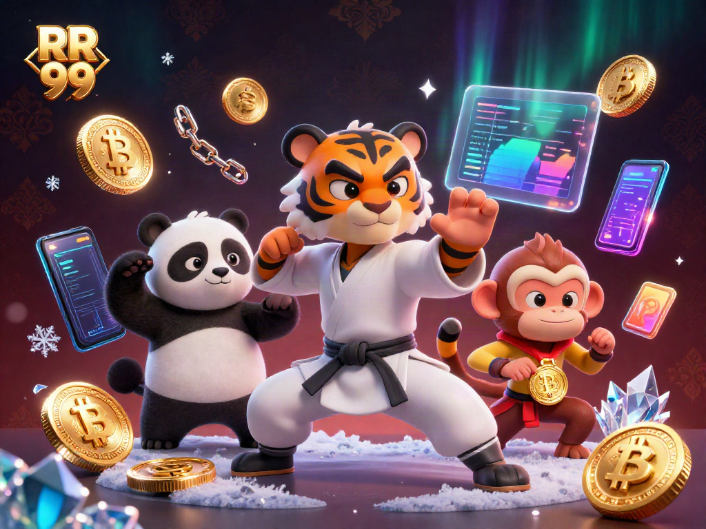 Engage with the excitement of RR 99 as a kung fu tiger and panda disciple showcase online gaming amidst dynamic visuals.
