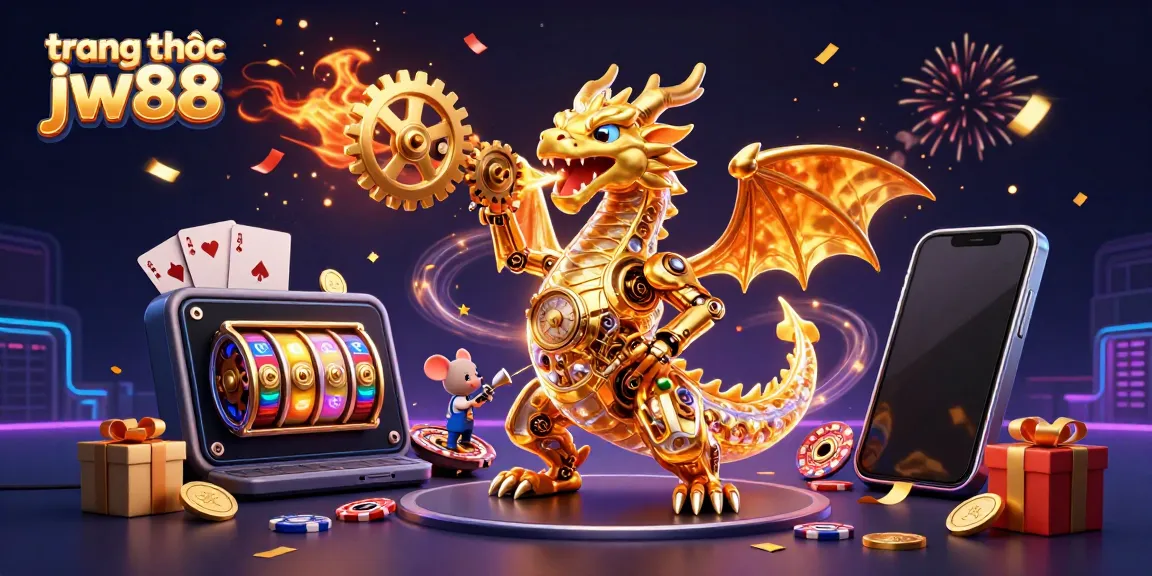 Experience vibrant gaming with trang chủ jw88 as a golden dragon unleashes excitement with spinning slot game elements.
