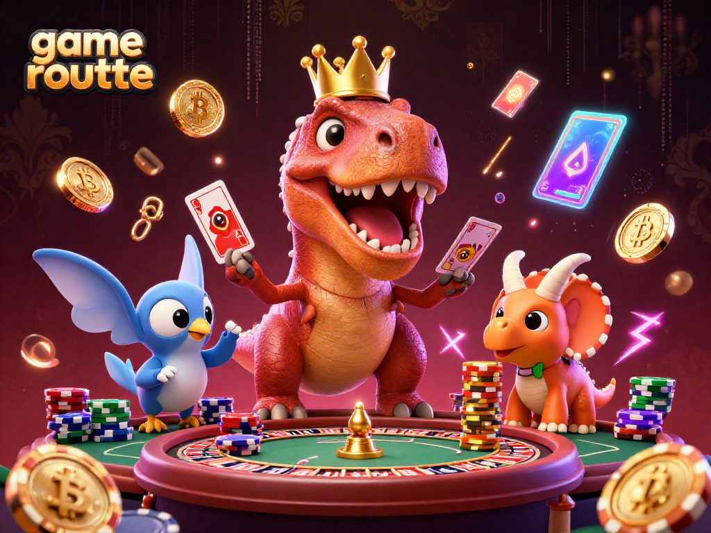 Engage with game roulette through a vibrant scene with unique characters and rich casino elements.