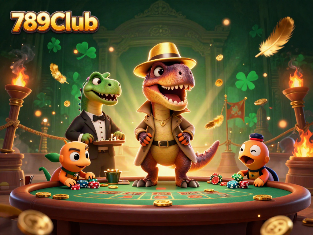 Experience the excitement of 789Club as cartoon characters engage in thrilling blackjack gameplay.