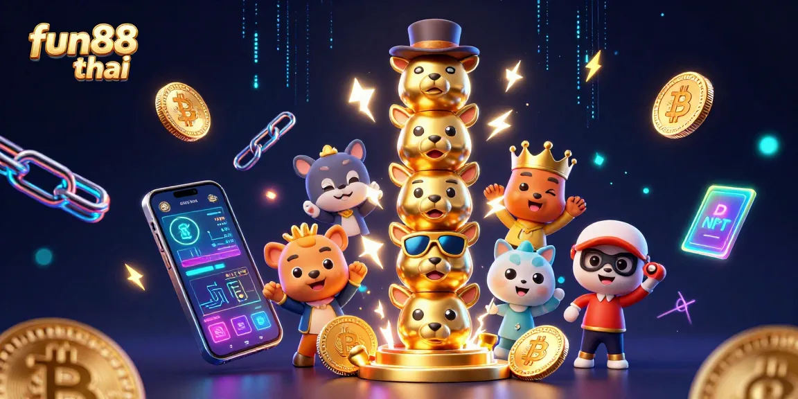 Experience fun88 thai's vibrant casino atmosphere with animated totem pole and crypto elements.