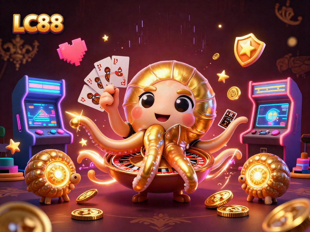Join the excitement of LC88 with a giant nautilus spinning a roulette wheel in a vibrant casino scene.