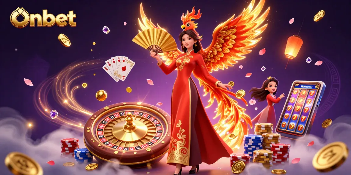 Engage with Onbet and enjoy winning strategies in this vibrant 3D casino illustration.
