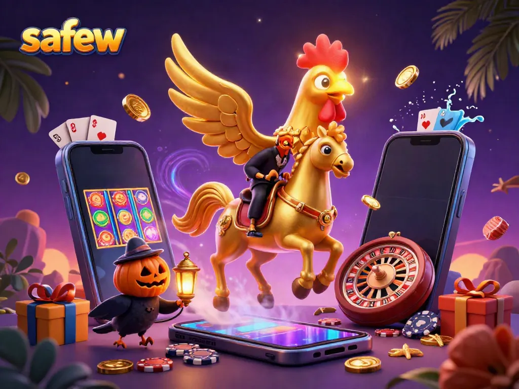 Experience lively gaming with the ultra-detailed safew golden rooster in a vibrant casino setting.