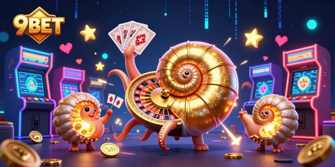 Engage with 9BET's thrilling gaming experience featuring vibrant 3D elements and casino excitement.