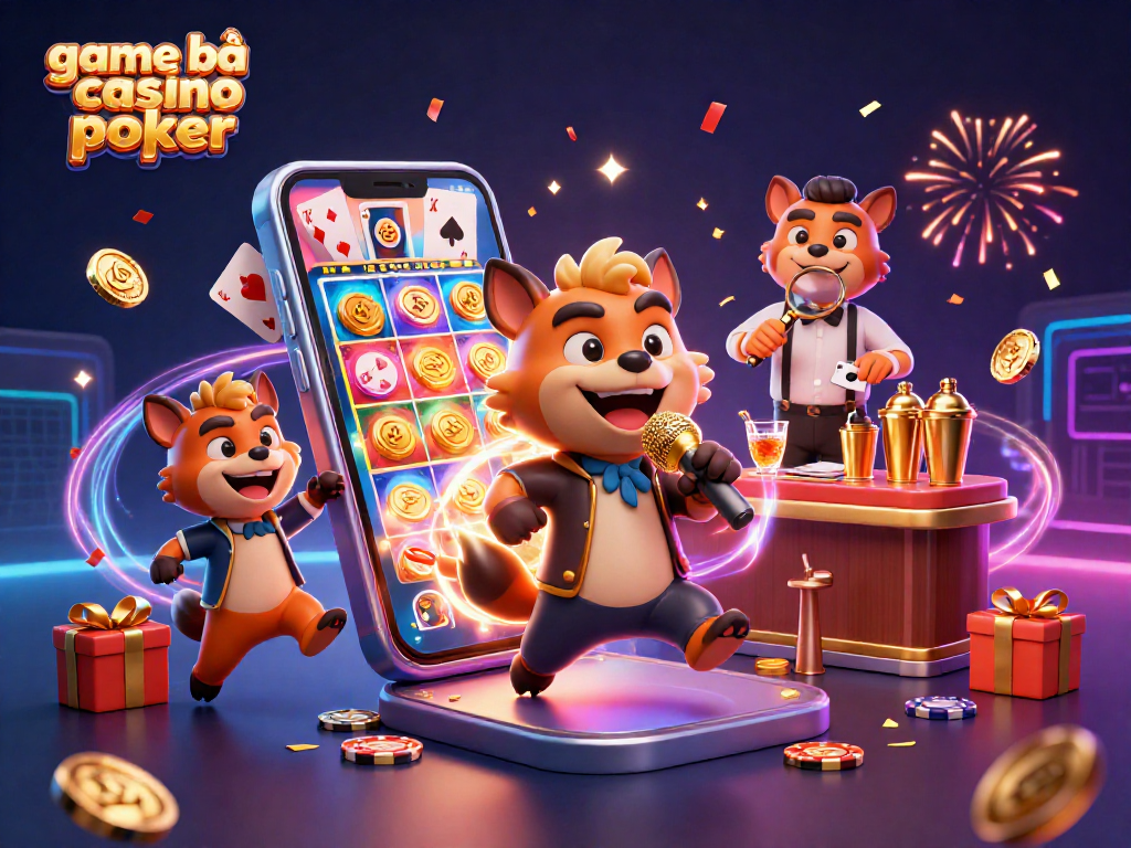 Engage in thrilling game bài casino poker with animated hyenas delivering comedy and action in a casino scene.