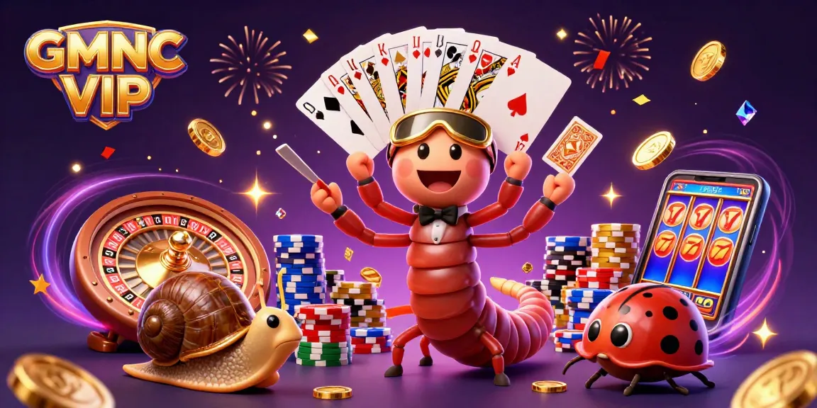 Experience the thrilling action at GMNC VIP with a diverse scene featuring a vibrant 3D dealer, exciting chips, and electrifying cards.