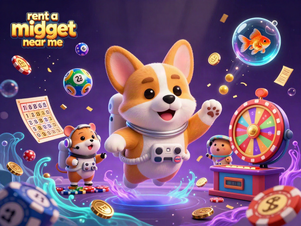 Engaging view of renting a midget near me with vibrant casino elements and animated characters.