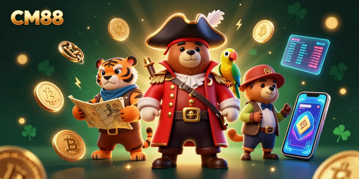 Join CM88's pirate adventure with vibrant characters and crypto elements for an exciting gaming experience.