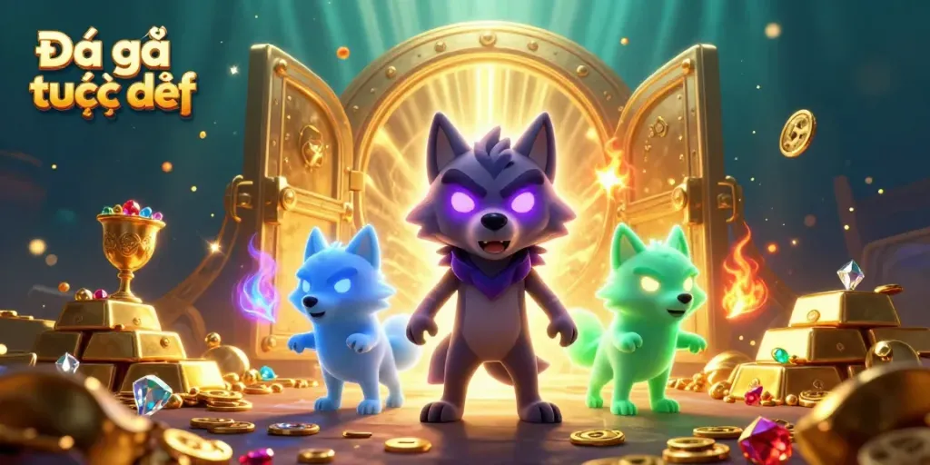Experience Đá gà trực tiếp action with ghostly wolves amidst treasures in an ultra-detailed scene.