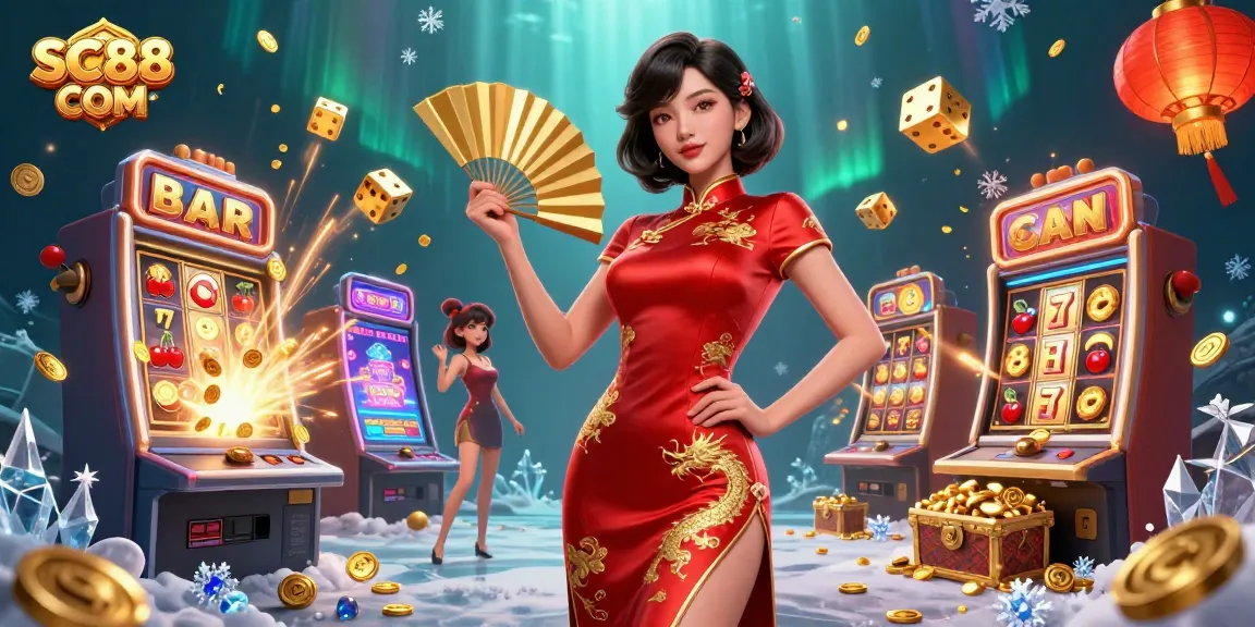 Engage with SC88 COM, your premier online casino, featuring vibrant gaming elements and a charismatic host.