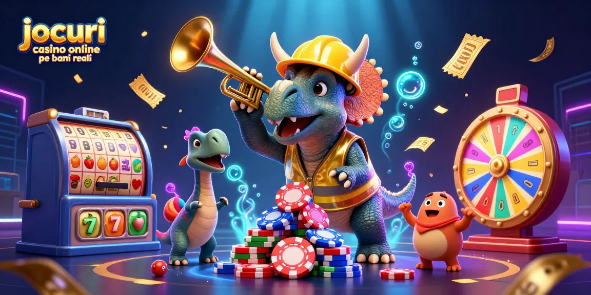 Joacă jocuri casino online pe bani reali cu un triceratops și un parasaurolophus în această ilustrație 3D captivantă.