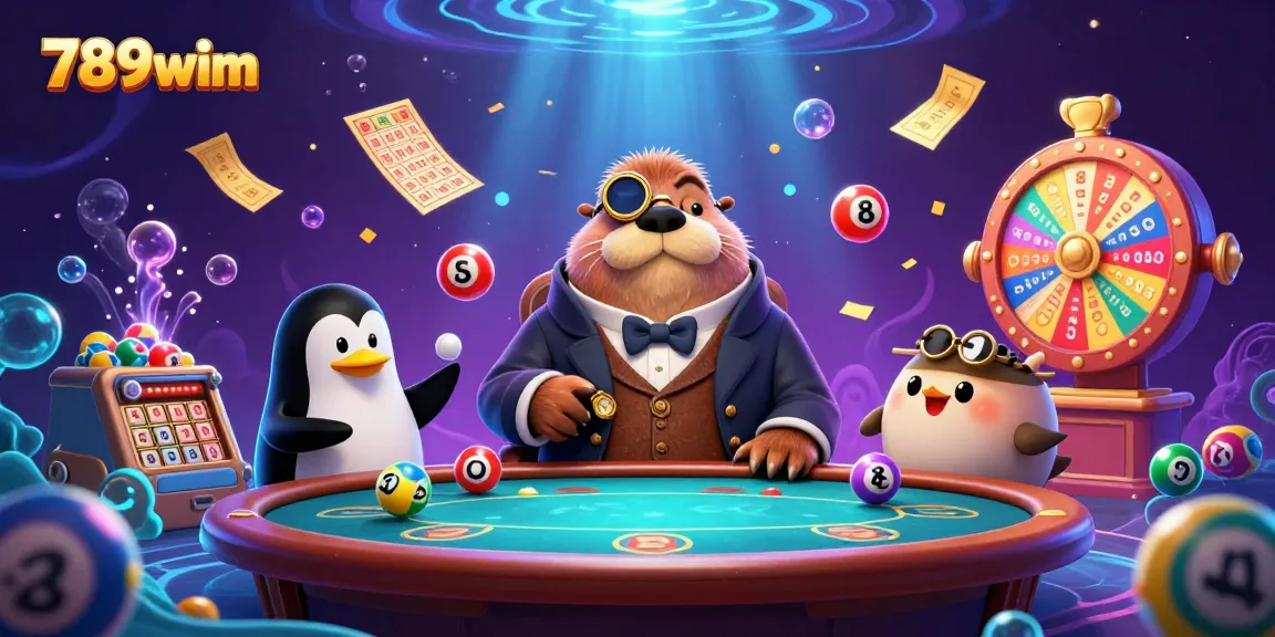 Experience thrilling gameplay with 789wim in a packed underwater poker scene featuring dynamic lottery elements.