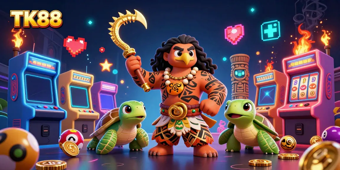 Engage in thrilling gameplay at TK88 with colorful elements, captivating characters, and a rich casino atmosphere.