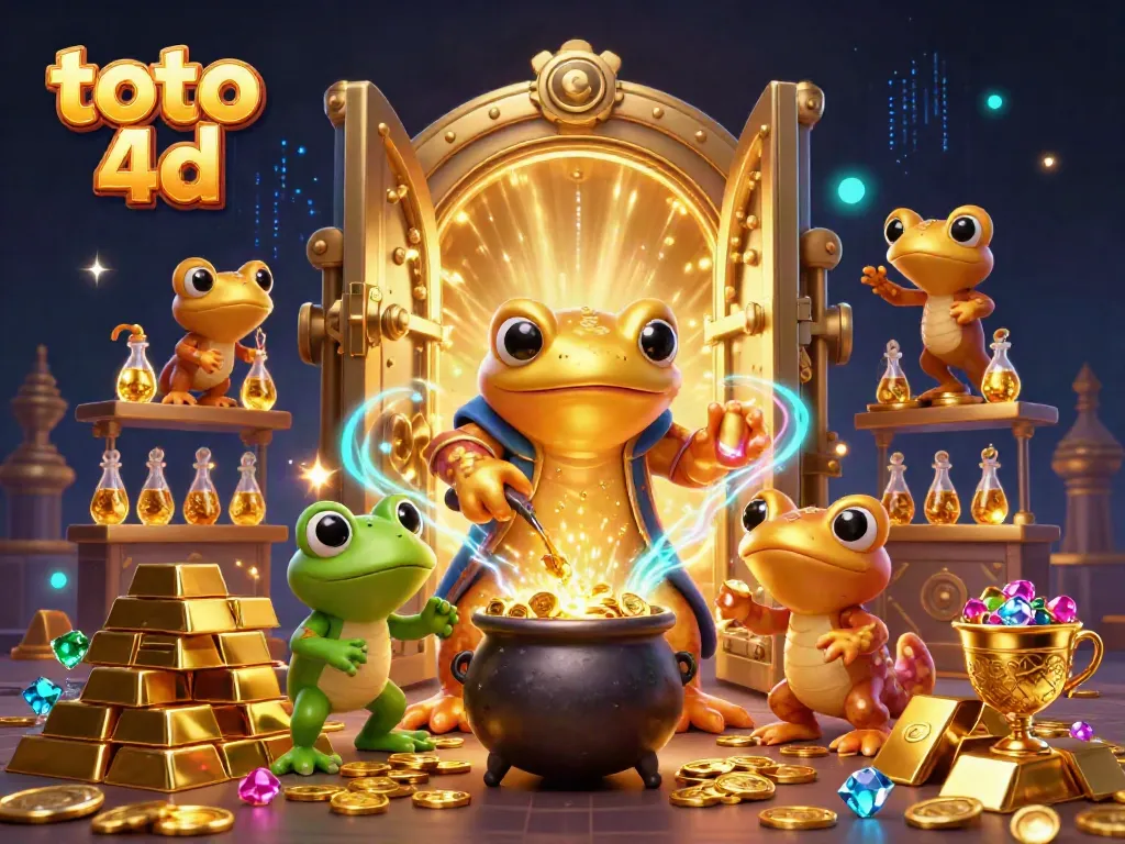 Melihat hasil toto 4d dengan ilustrasi 3D mendetail dan elemen kasino menarik.