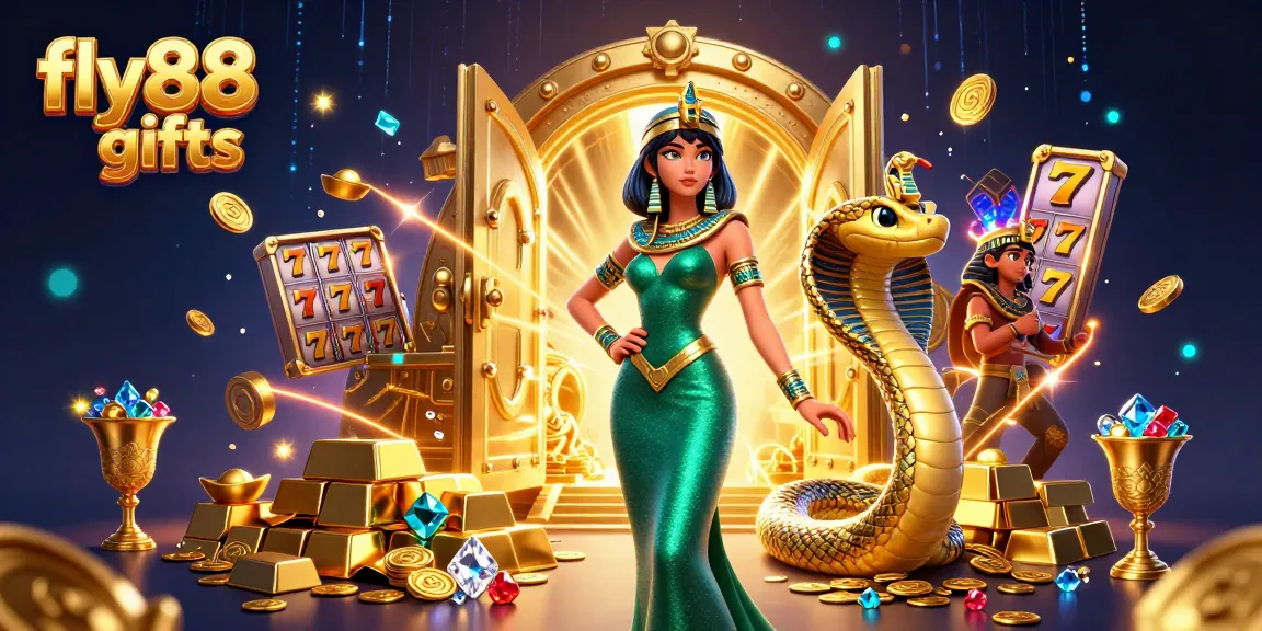 Win big with fly88 gifts in this vibrant casino-themed 3D illustration showcasing rich elements.
