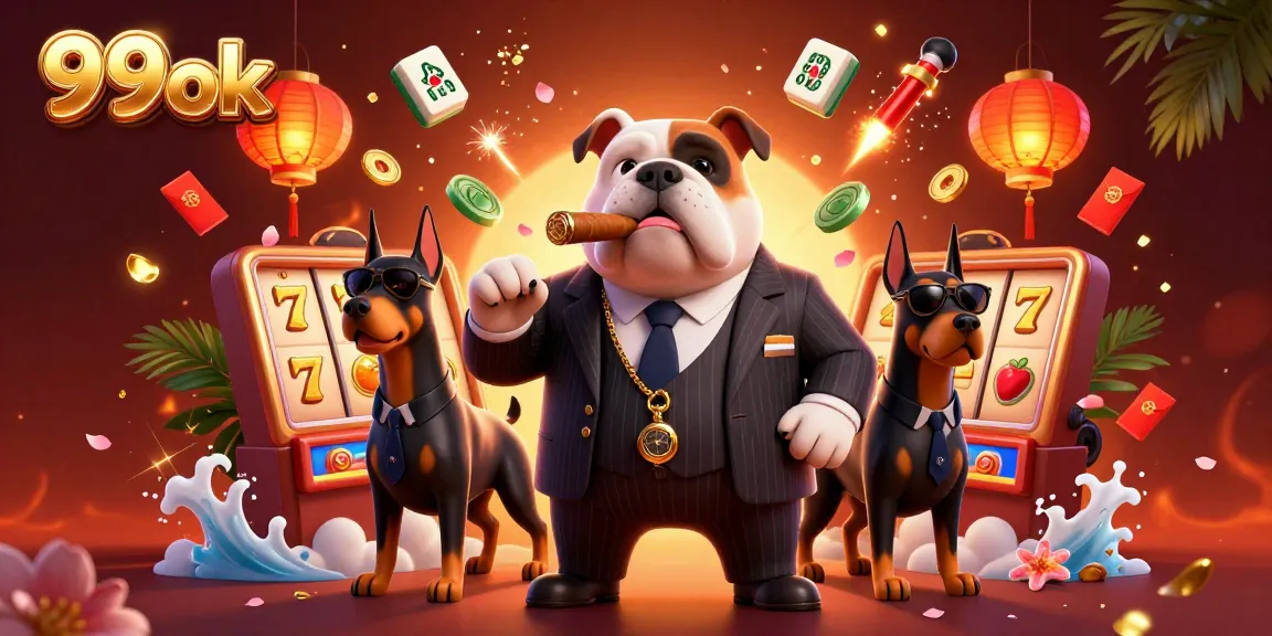 Experience exciting gameplay at 99ok with dynamic casino elements and a vibrant illustration.