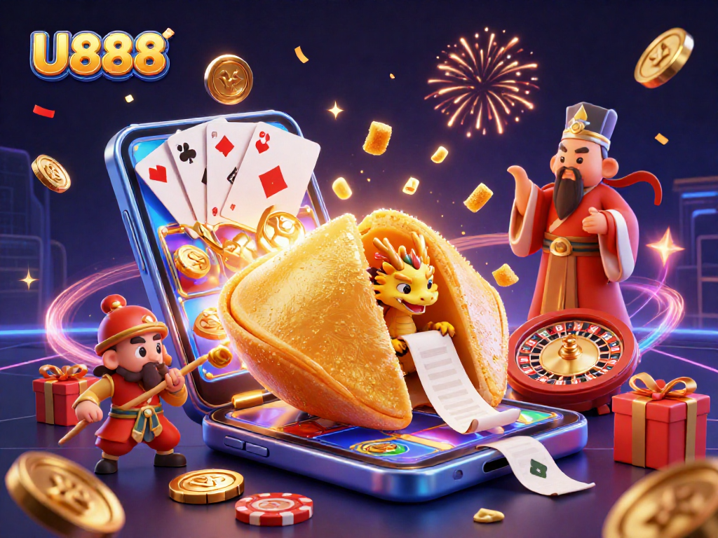 Experience thrilling gaming opportunities at U888 with golden coins, slots, and fortune elements.
