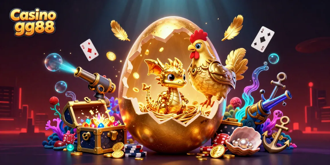 Engage in thrilling gaming adventures with Casino gg88's vibrant golden dragon scene filled with poker chips and sparkling treasures.