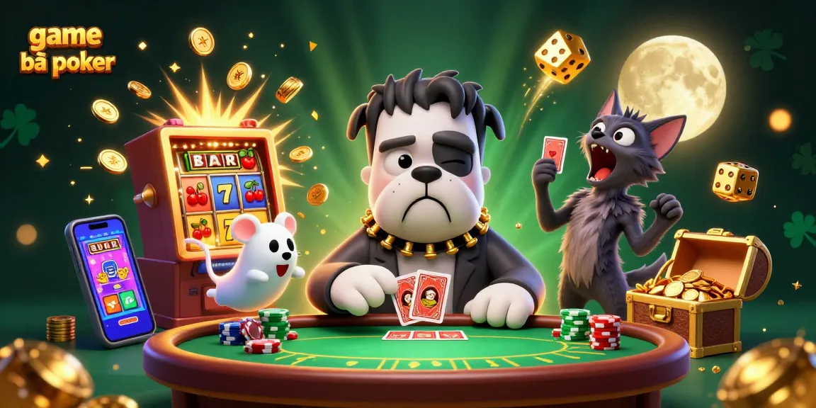 Engage in thrilling game bài poker at a spooky table with animated characters in a vibrant scene.
