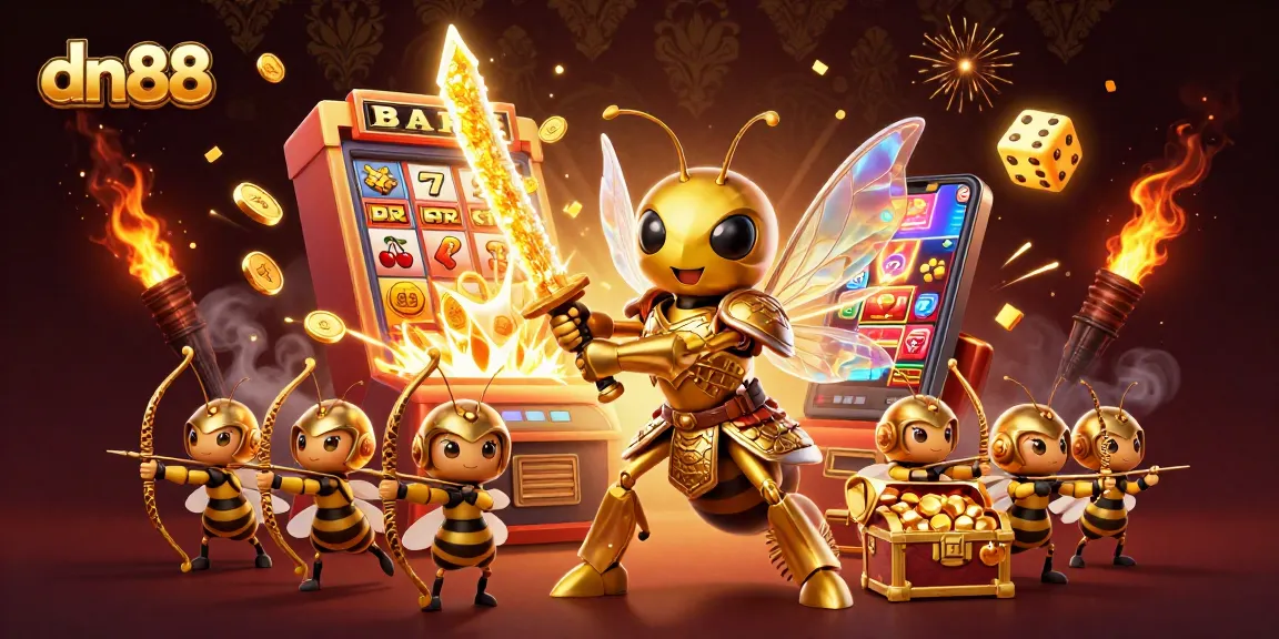 Engage with exciting dn88 slots featuring a golden hornet warrior and jackpot explosion.