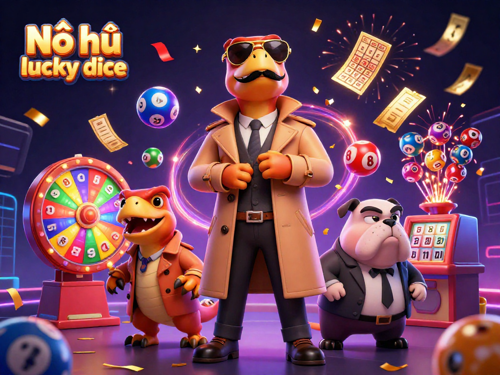 Unleash thrilling wins with Nổ hũ lucky dice in a dynamic casino scene with vibrant energy.
