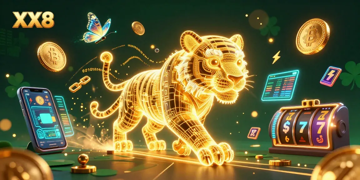 Experience the excitement of XX8 in a vibrant 3D casino scene with dynamic characters and crypto elements.