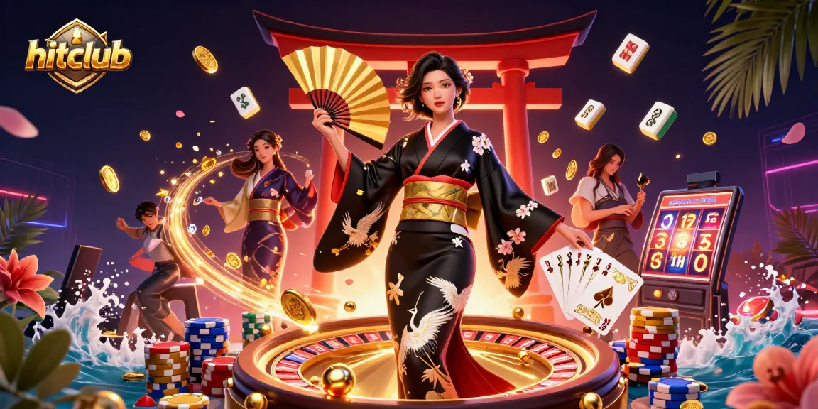 Experience hitting big at hitclub with vibrant casino action featuring coins, cards, and jackpot symbols.