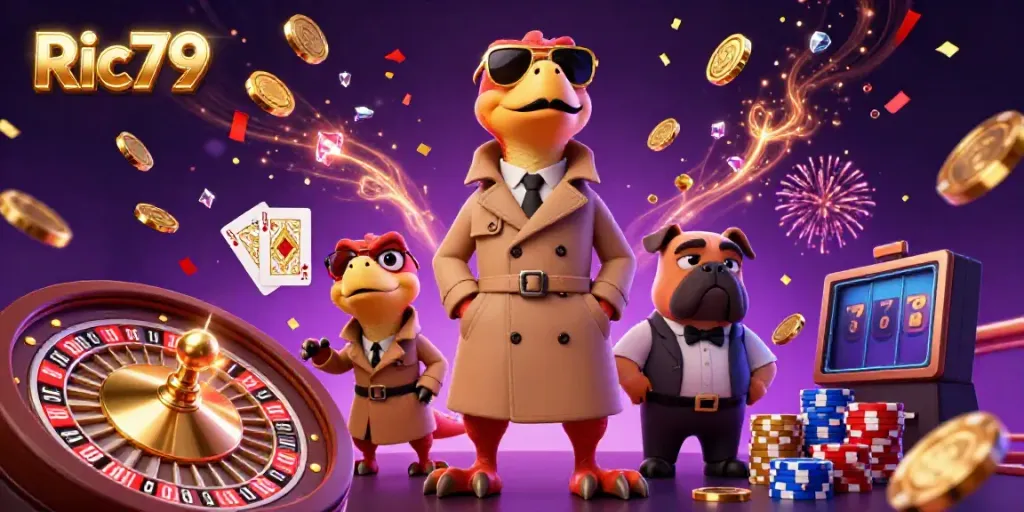 Watch Ric79's fun and vibrant casino scene with raptors and sparkling gems in action.