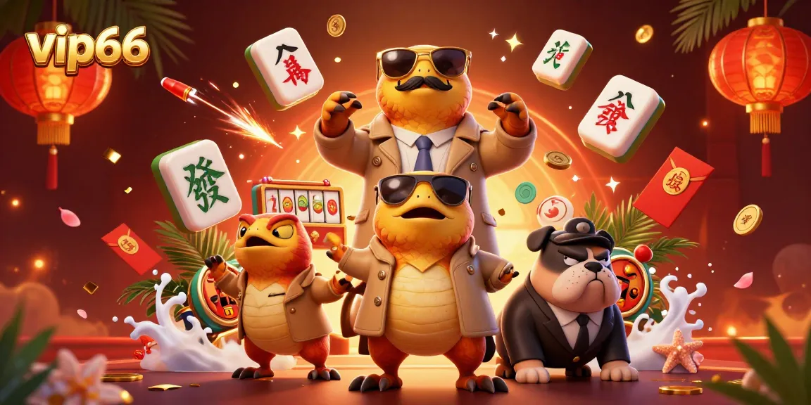 Engage with the vibrant vip66 casino atmosphere featuring playful raptors and dazzling game elements.